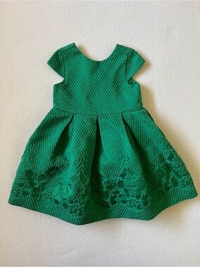 Janie & Jack Dot Jacquard Evergreen Castle Emerald Green Holiday Christmas Dress
